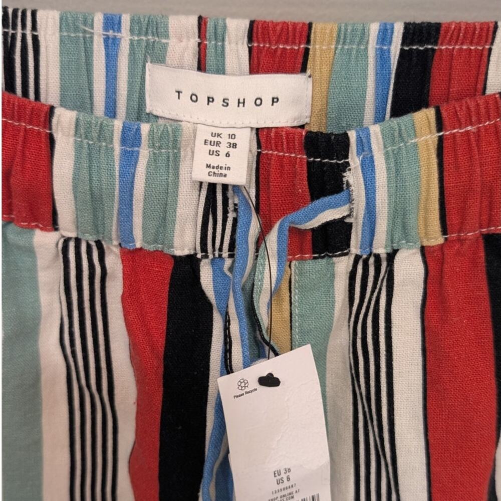 Topshop Shorts Bold Stripe City Park Coastal Beach Casual Sporty Chic - Size 6 - Picture 5 of 5